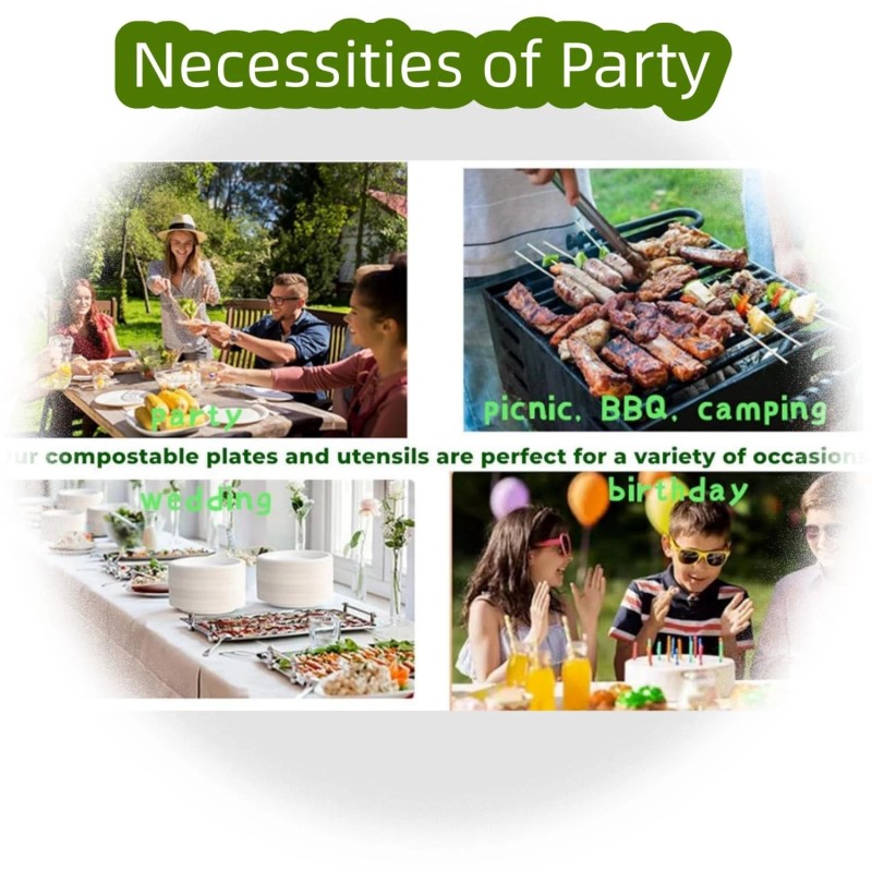 Kistou 150PCS compostable utensils set Eco-friendly Heavy Duty Utensils (50