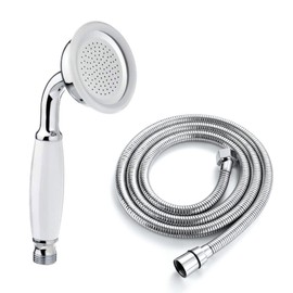 ENKI EH016 Traditional Chrome Brass Hand Shower Head White Ceramic Hose Replacement