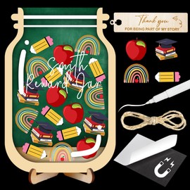 9" DIY Name 45 Dinosaur Magnetic Reward Jar with Bookmark Gifts for Classroom Teacher Kids Potty Training Chore Chart Toddler Good Behavior Management Tools Back to School RWJ-03-SCH-M