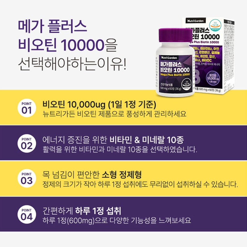 Nutrigarden Mega Plus Biotin 10000 Vitamin Mineral Contains 60 tablets,