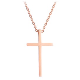 MiniJewelry Cross Necklace for Women Jesus Angel Religion Pendant Stainless Steel Rose Gold