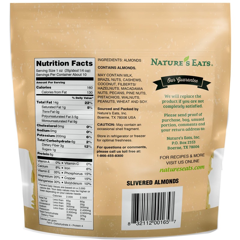 Nature's Eats Blanched Slivered Almonds, Natural, 10 Ounce