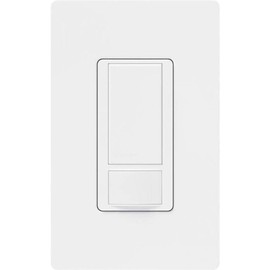 Lutron Maestro - Interruptor de sensor de movimiento con placa de pared, no requiere neutro, LED de 150 W, un solo polo, MS-OPS2HW-WH, blanco
