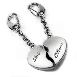 Split Heart Large with Engraving 2 in 1 Keyring Key Rings for Love and Friendship