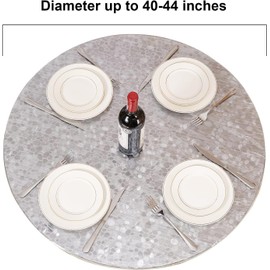 AGDGV Clear Round Fitted Vinyl Tablecloth, Waterproof Table Cloth with Elastic Edge, Plastic Table Cover Protector for Kitchen Dining, Wedding, Party Dinner (Clear Cover Fits 40-44 inches Round Table)