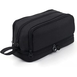 Estuche para lápices de gran capacidad con 4 compartimentos, estuche para lápices con múltiples ranuras, organizador de papelería para el trabajo de oficina escolar (Negro)