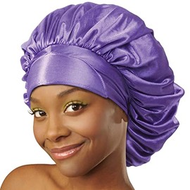 DONNA Padded Hair Bonnet 1pc Soft Band Bonnet for Women’s Hair Satin Bonnet for Sleeping Shower Cap for Women Purple