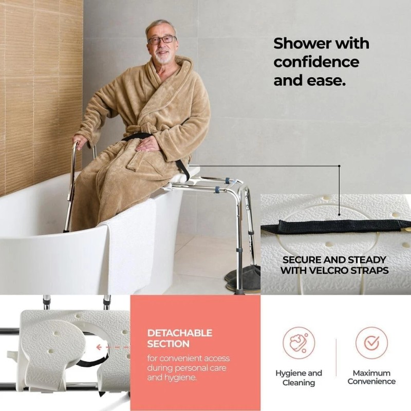 Medical King Sliding Shower Transfer Bench, Adjustable Height, Holds Up