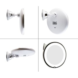 JiBen LED Lighted 10X Magnifying Makeup Mirror with Power Locking Suction Cup, Bright Diffused Light and 360 Degree Rotating Adjustable Arm, Portable Cordless Home and Travel Bathroom Vanity Mirror