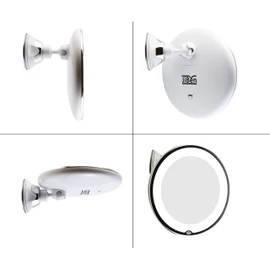 JiBen LED Lighted 10X Magnifying Makeup Mirror with Power Locking Suction Cup, Bright Diffused Light and 360 Degree Rotating Adjustable Arm, Portable Cordless Home and Travel Bathroom Vanity Mirror