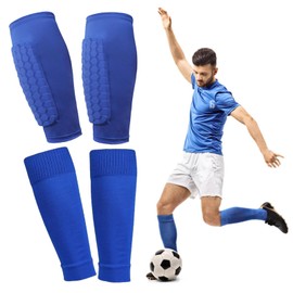 TYXHXTF 2 Pair Football Shin Pads, Football Sock Sleeve, Soccer Shin Guards with Honeycomb Pad, for Football Games Beginner, Running, Cycling, Fitness, Teenagers and Aldult (Blue)
