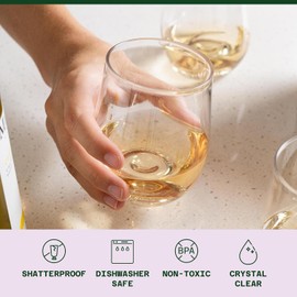 GOVINO Unbreakable Plastic Wine Glasses - Stemless Shatterproof Tritan Glassware, Fancy Cups That Look Like Glass, 12oz, Set of 8