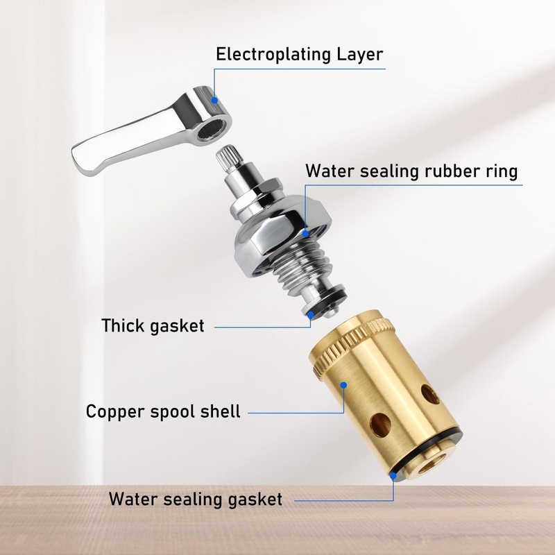 Handle Stem Assembly Hot & Cold Fits for T&S Brass