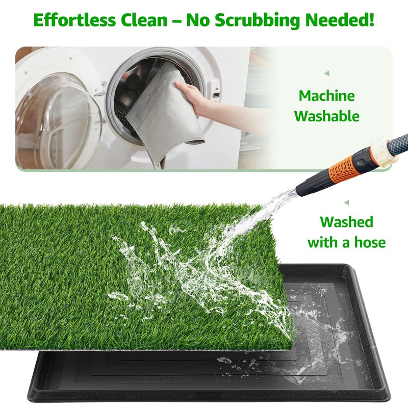 Portable Dog Grass Pad with Tray 35''x23'', Dog Litter Box