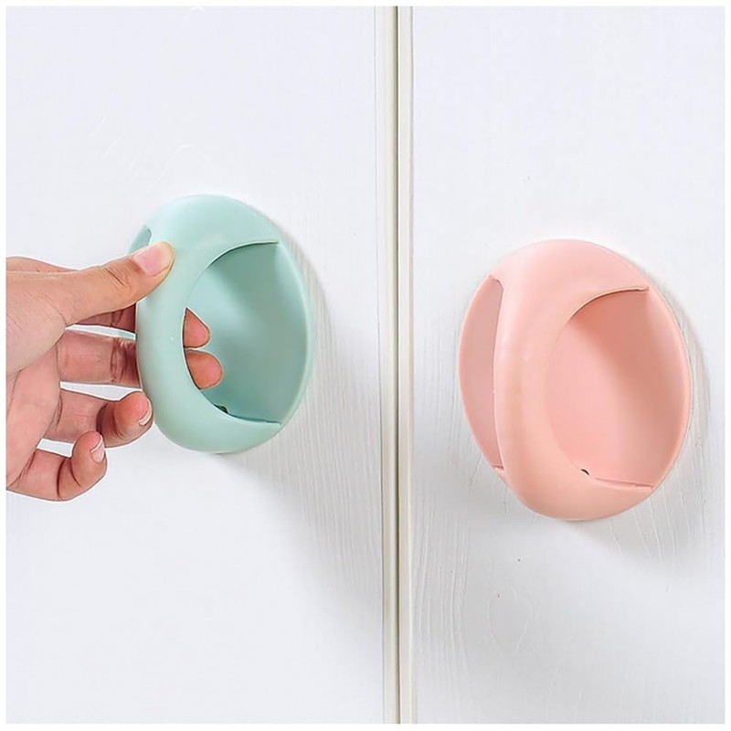 nanaxagly 4 Pcs Self-Adhesive Round Plastic Handles Pull Knob, Multipurpose