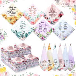 30 Pcs Christian Handkerchief Women Prayer Floral Handkerchief Christian Gift Bulk Bible Verse Religious Church Gift(Spanish)