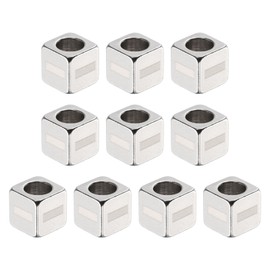 sourcing map 10Pcs Stainless Steels Letter Beads Alphabet Letter I Cube Silver Metallic Large Square Metal Dice Beads for Jewelry Bracelets Necklaces Earrings