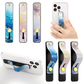 Weewooday 6 Pieces Phone Strap Grip Holder Finger Cell Phone Grip Telescopic Phone Finger Strap Stand Universal Finger Kickstand for Most Smartphones(Marble Color)