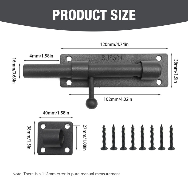 Anxingo Sliding Bolt Latch, Large Sliding Door Lock Latch with