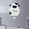 Acrylic Wall Clock Cartoon Cow Shape Silent Movement Decorative Swinging