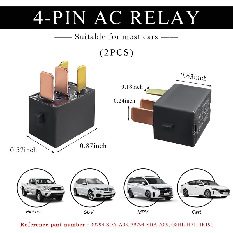 SHMZK 2 PCS Car AC Relay, G8HL-H71 Multiple Use Starter