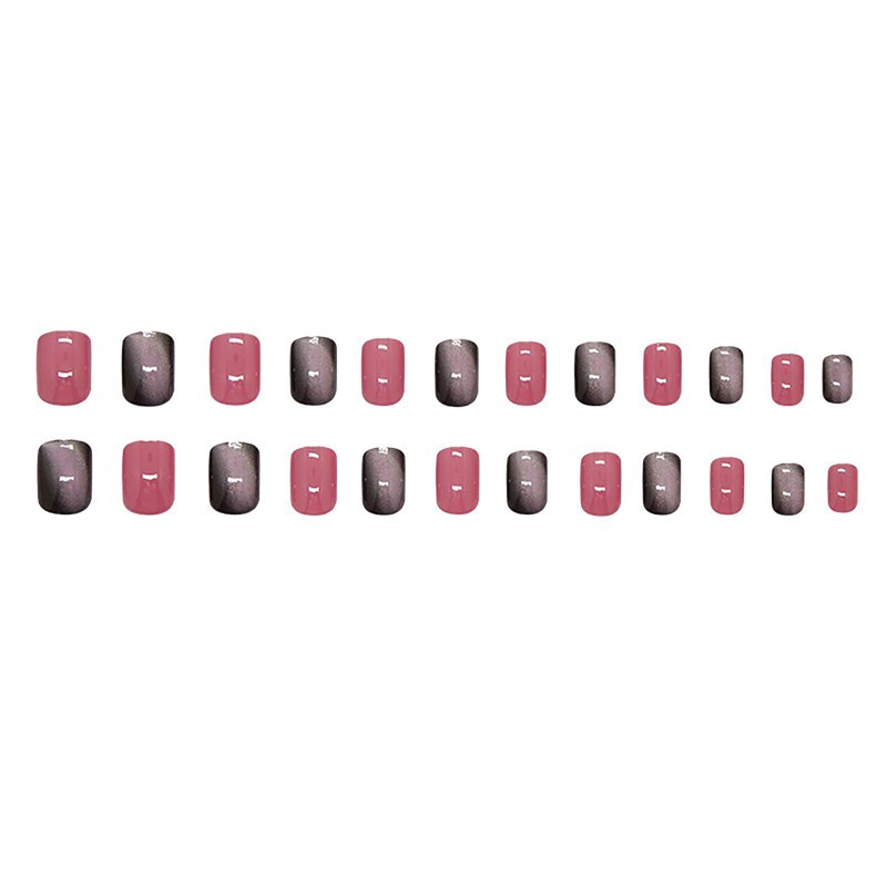 CHAONENG Press On Nails Short Square Fake Nails Pink Glossy