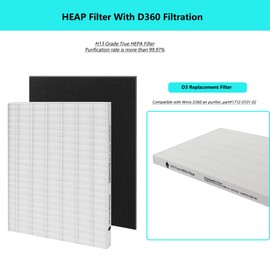 D360 True HEPA Replacement Filter, Compatible with Winix D360 Air Purifier, Part Number 1712-0101-02, True HEPA Filt-er (8 Pack Activated Carbon Filters + 2 Pack HEPA)