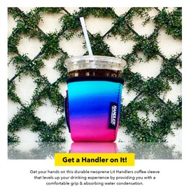 Lit Handlers 12 oz Coffee Cup Sleeve - Neoprene Cup Holder with Handle & Pocket - Reusable Beverage Insulator Sleeves for Hot & Cold Drinks - Water Resistant Drink Covers for Small Cups (Texas Flag)