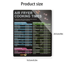 2pcs Air Fryer Accessories Magnetic Cheat Sheet Set, Air Fryer Cooking Times Chart Magnet, Quick Reference Guide for Cooking and Frying, Cooking Times Chart & Kitchen Conversions