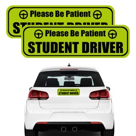 UZZH 2PCS Student Driver Sticker Magnet for Car, Removable Reflective New Drivers Sticker Safety Warning Decal, Please Be Patient Student Driver Magnet Signs for Car Door/Trunk/Hood/Bumpe (Green)