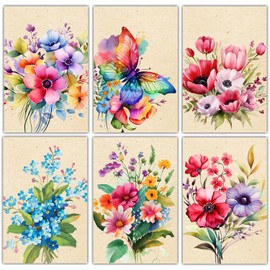 PARTH iMPEX 36 Blank Floral Note Cards With Envelopes - 4 x 6 inch All Occasion Greeting Cards, Cute Vintage Flowers Stationery Thank You Notecards and Sealing Stickers