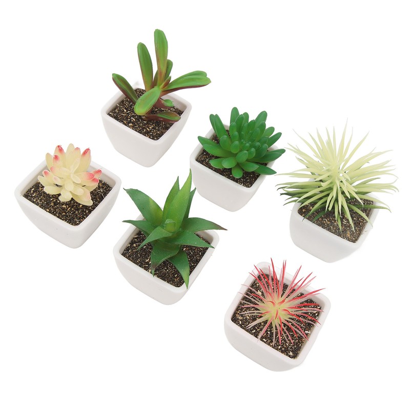 6PCS Potted Artificial Succulents Artificial Plants in Pots Plastic Fake