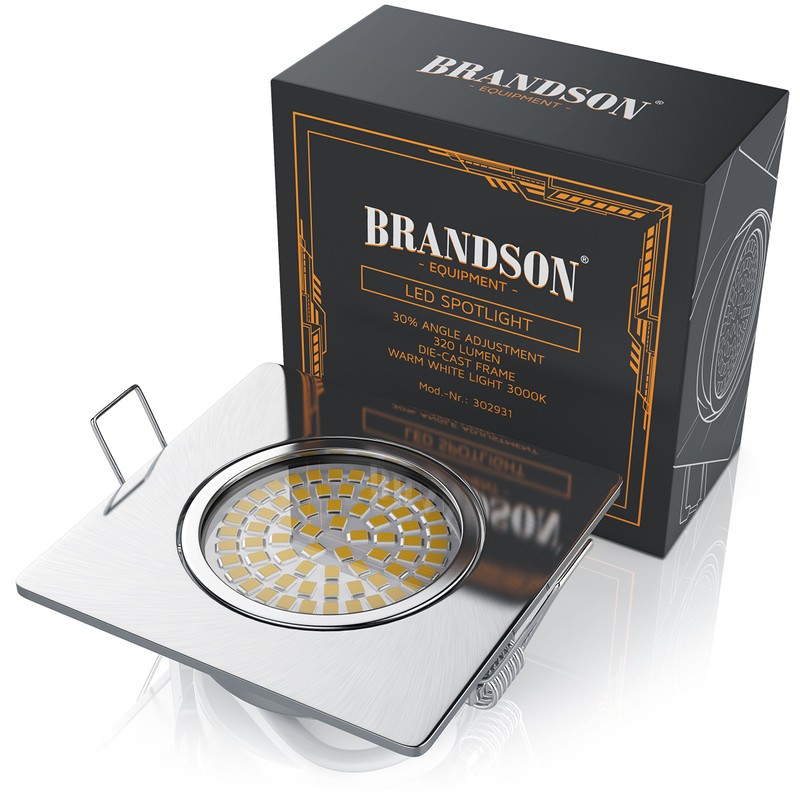 Brandson - Ultra Flat LED Ceiling Spotlight Square Warm White