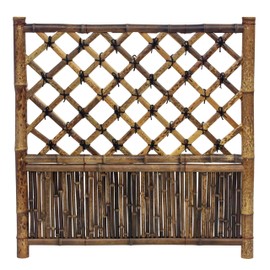 Red Lantern Hoshi Zen Garden Fence Panel - Burnt Bamboo