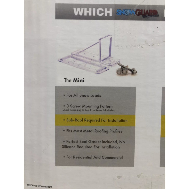 Mini Snow Guard Stop Ice Buildup Seal Gasket Metal Roof