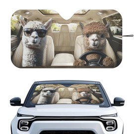 Tuoxiukan Cute Alpaca Car Windshield Sun Shade Foldable Animal Automotive Front Windshield Sunshade for UV Protection Heatshield Sunshade Easy to Install