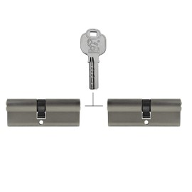 2x Profile Cylinder 85 mm 40/45 Simultaneous Locking Emergency and Danger Function Includes 10 Keys Silver Metallic