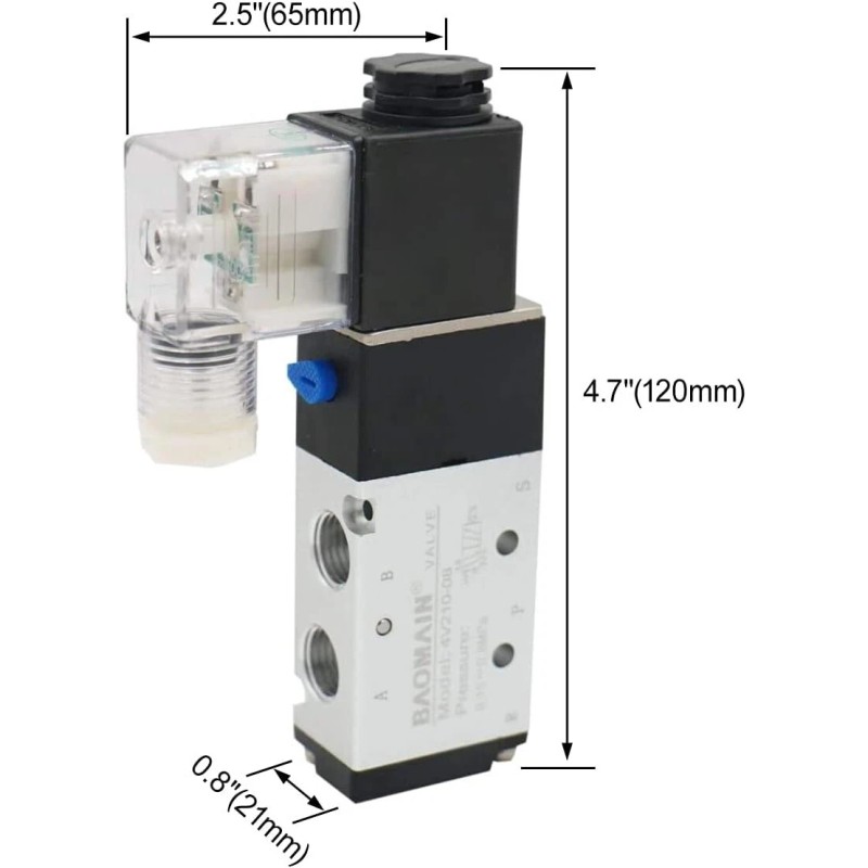 Baomain 12V 5 Way 4 Position Solenoid Valve With Base