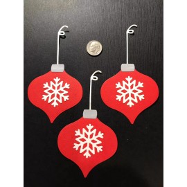 HANDMADE Die Cut / 3 Ornaments Scrapbook / Card Embellishment