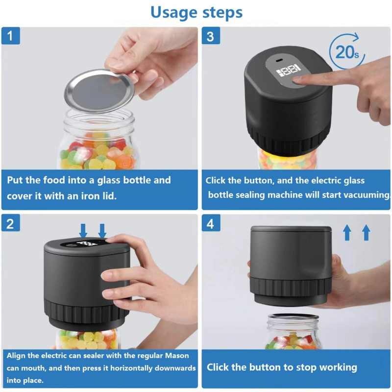 ForzenWind Electric Mason Jar Vacuum Sealer Kit for Wide &