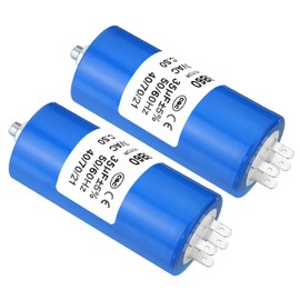 YOKIVE 2 Pcs 35uF CBB60 Capacitor with 4 Pins Screw, AC 250V(Blue, 95 x 45mm)
