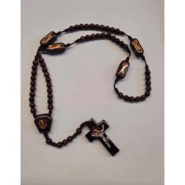 Virgen de Guadalupe Rosario de Madera Cafe / Virgin Mary Rosary Wood Brown
