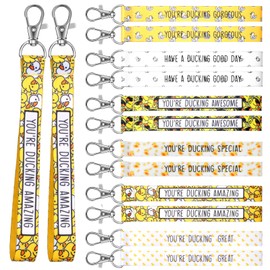 Huquary 36 Pcs Duck Wrist Lanyards for Keys Inspirational Yellow Duck Cute Wrist Lanyard Strap Employee Appreciation Gift Funny Pun Key Chain Holder for Coworker Thank You Gift Student School