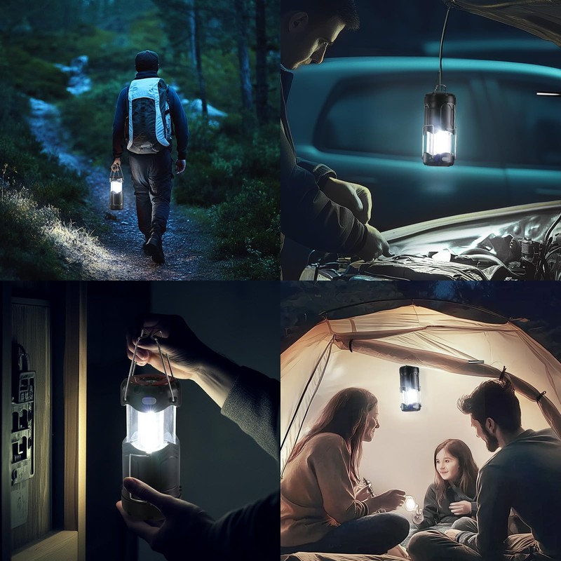 4 Pack Collapsible LED Camping Lantern, Consciot USB C Rechargeable
