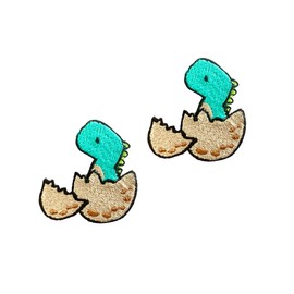 TH Set of 2 Tiny. Mini Dinosaur in The Egg Shell Baby Dinosaur Cute Cartoon Logo1 Patches Sew Iron on Embroidered Applique Badge Sign Patch Clothing Costume