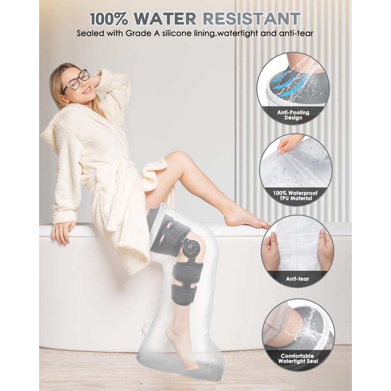 Waterproof Extra Wide Full Leg Cast Cover for Shower after