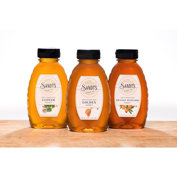 Sandt's Unfiltered Raw Honey Varietal Bundle - Golden, Clover & Orange Blossom (3 LBS)