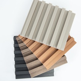 Art3dwallpanels Slat Wall Paneling, 4 Pack Glossy Metal Finish WPC Soundproof 3D Wall Panels for Interior Wall Decor, Fluted Textured Panel Wall Slats, Sample