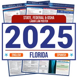 2025 Florida State and Federal Labor Law Poster - English Spanish Combo - OSHA Workplace Compliant - Mandatory Regulations Posting for Employees - All in One Required Compliance Posting 16" x 40" Laminated (English Spanish Combo)