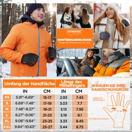 rivmount Winter Gloves for Men Women, Thermal Gloves, Waterproof Cycling Gloves, Windproof Touchscreen Gloves, Warm Ski Gloves for Running, Skiing, Hiking, Cycling, Motorcycle, Black, L